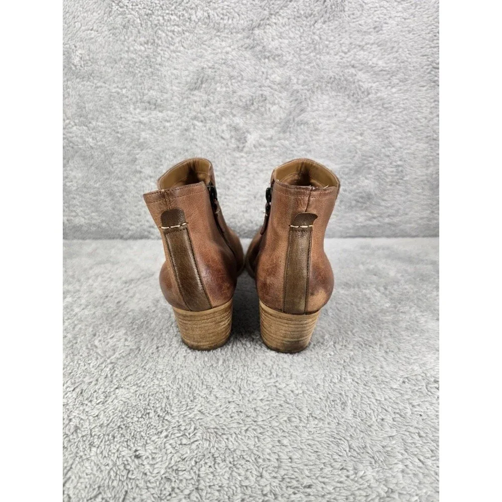 Clarks Maypearl Ramie Boot Women Size 9 Brown Leather Bootie Block Heel Comfy